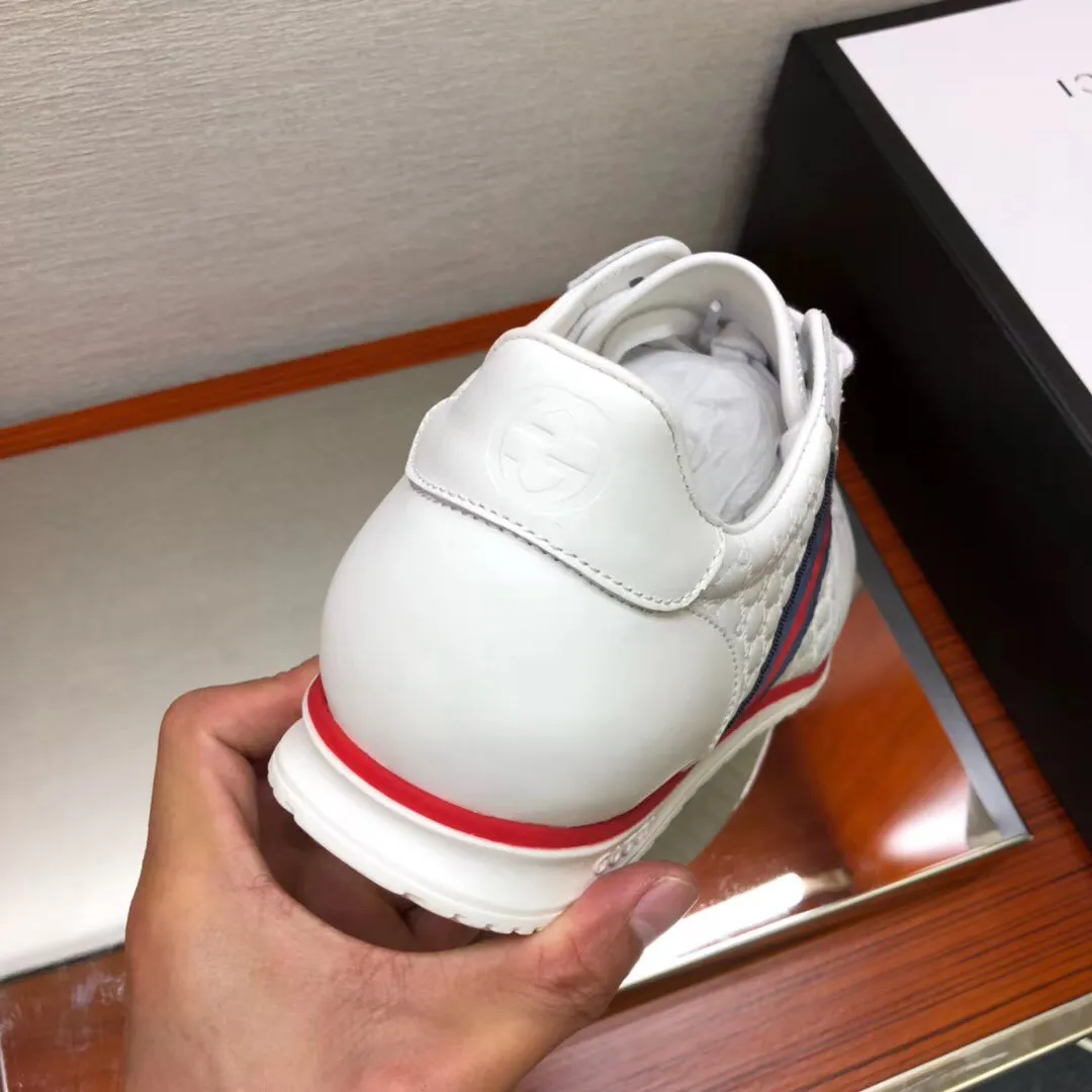 Men's men's shoes 💰440 [New style] 🎍🎍Gucci - the same model as the classic Gucci popular casual shoes counter, size: 38-45 imported cowhide upper ➕ imported cotton sheepskin, high-density latex pad for the feet, rubber outsole, best-selling hot 🔥